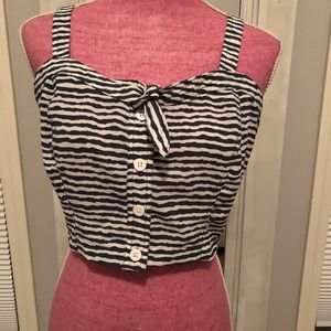 Blue and white crop top